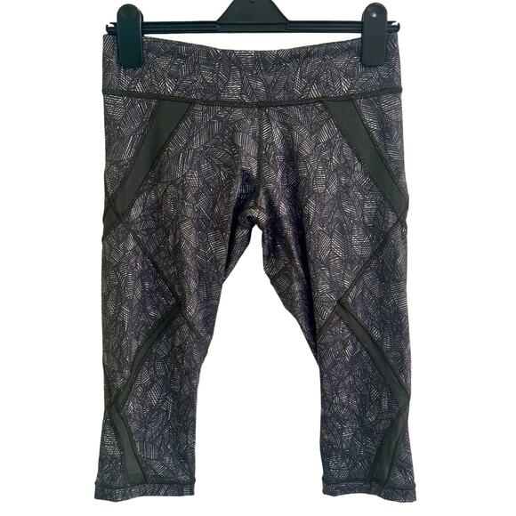 Lululemon Cool To Street Crop Womens 8 Jazzy White Gator Green Leggings - Picture 3 of 6